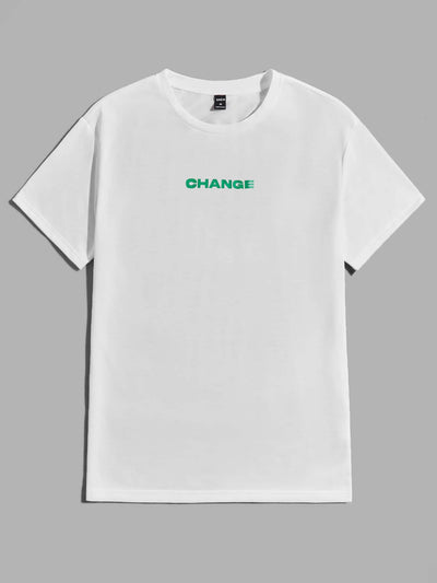 Men's "Change" Letter Graphic Tshirt: Elevate Your Street Style