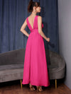 Graceful Elegance: Women's Solid Color Deep V-Neck High Split Dress