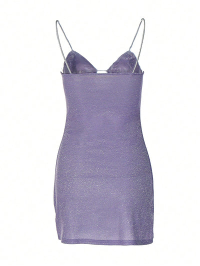 Sparkle and Shine: Glitter Cut-Out Front Cami Dress