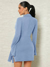 Elegance Redefined: Lapel Collar Ruched Split Hem Dress