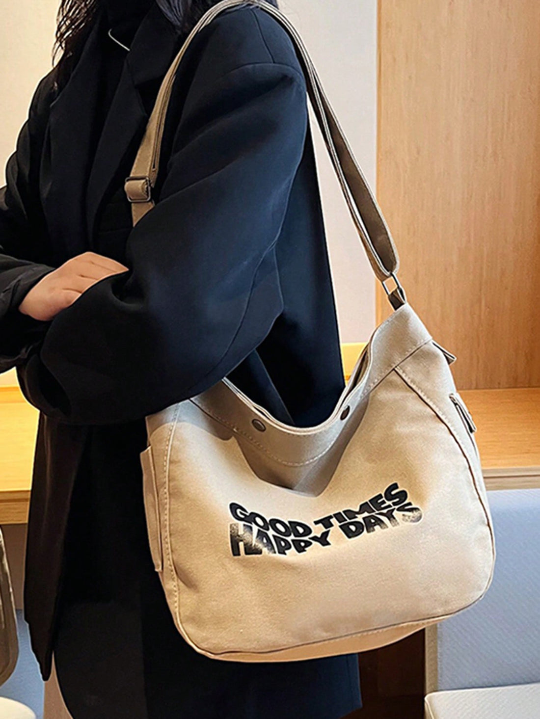 Elevate your everyday style with our Chic Khaki Letter Pattern Hobo Bag. Featuring a spacious design and adjustable strap, this bag is perfect for all your daily needs. The chic letter pattern adds a touch of sophistication to any outfit. Upgrade your accessories game with our versatile and stylish hobo bag.