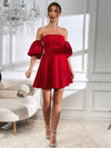 Chic Off-Shoulder Puff Sleeve Dress with Tie-Back Detail