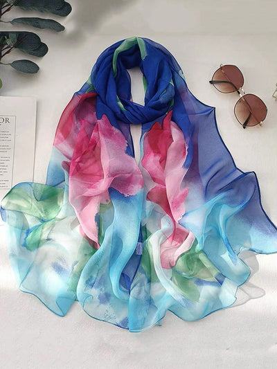 Chic Floral Print Scarf - Elegant Boho Accessory for Travel & Outdoor Adventures