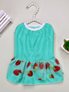 Rural Style Green Polkadot Strawberry Lace Dress for Pets - Adorable Sleeveless Outfit for Dogs and Cats