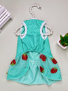 Rural Style Green Polkadot Strawberry Lace Dress for Pets - Adorable Sleeveless Outfit for Dogs and Cats