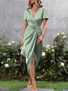 Elegant Twist Front Satin Wrap Dress for Effortless Glam