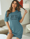 Mint Green Slogan Graphic Drop Shoulder Nightdress - Stay Stylish and Comfortable all Night Long