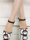 Elegant Two-Tone Peep Toe Stiletto Heeled Pumps with Ankle Strap for Outdoor Glamour