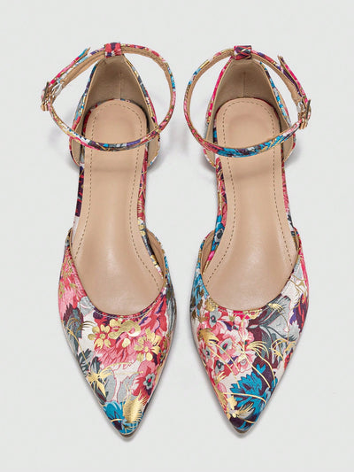 Chic Floral Ankle Strap Flats for Effortless Outdoor Style