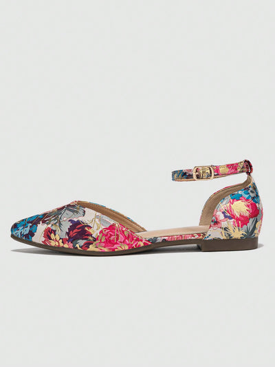 Chic Floral Ankle Strap Flats for Effortless Outdoor Style