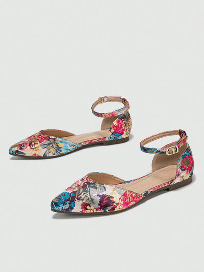 Chic Floral Ankle Strap Flats for Effortless Outdoor Style