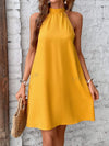 Classic Solid Tie-Back Halter Neck Tunic Dress