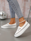 Chic and Comfortable: Women's Sporty Slip-On Shoes with Contrast Binding Design and Lace-Up Front Sneakers