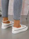 Chic and Comfortable: Women's Sporty Slip-On Shoes with Contrast Binding Design and Lace-Up Front Sneakers