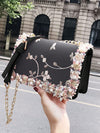 Chic Floral Embroidered Faux Pearl Square Bag – Elegant Mini Accessory