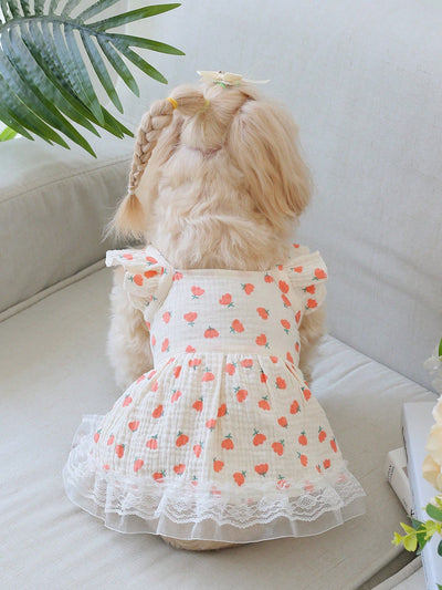 Sweetheart Style: Heart Print Ruffle Trim Pet Dress for Your Pup this Summer