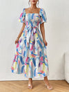 Brush Print Ruffle Hem Belted Dress - A Perfect Summer Wardrobe Essential