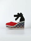 Chic Two-Tone Bow Espadrille Wedge Shoes for Stylish Outdoor Outings