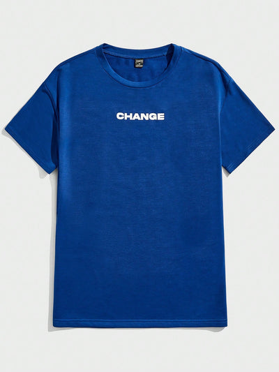 Men's "Change" Letter Graphic Tshirt: Elevate Your Street Style