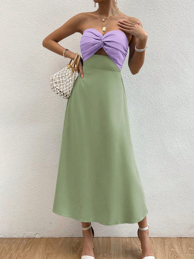 Minty Fresh: Two-Tone Twist Front Tube Dress