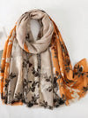 Boho Delight: Floral Pattern Color Block Fashion Scarf for Women
