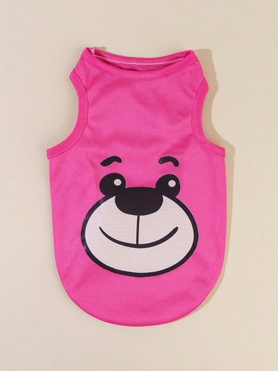 Cuteness Overload: Cartoon Bear Pattern Pet Tank for Dogs and Cats - Perfect for Summer!