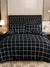Modern Plaid Pattern Duvet Cover Set: Stylish Polyester Bedding for All Seasons