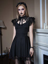 This romantic goth lace patchwork formal dress is the perfect combination of sophistication and edge. The intricate lace detailing adds a touch of romance, while the patchwork design adds a touch of the unexpected. Perfect for any formal occasion, this dress will make you stand out in style.