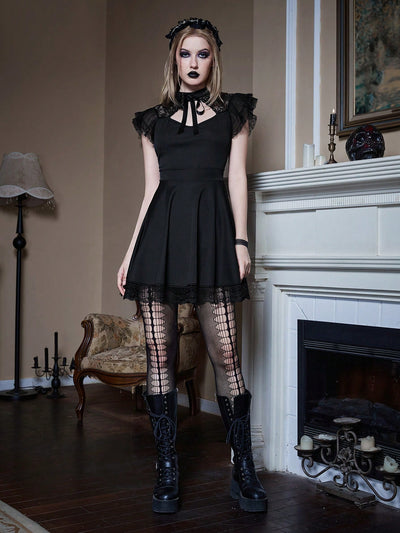 Romantic Goth Lace Patchwork Formal Dress