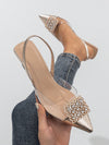 Sparkling Summer Style: Pointed Toe High Heel Shoes with Rhinestone Decoration in Light Pink