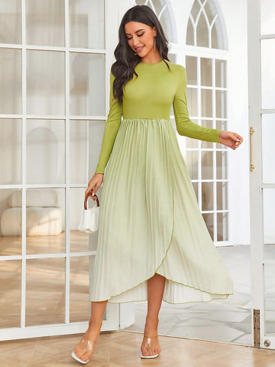 Ombre Pleated Hem Dress - Chic Gradient Elegance for Every Occasion