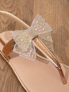 Glamorous Summer: Metallic Bow Flat Sandals for Women