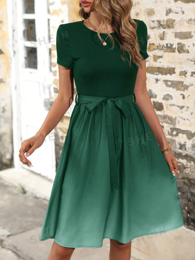 Lune Ombre: The Perfect Belted A-line Dress