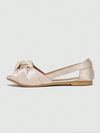 Chic Metallic Knot Decor Peep-Toe Flats – Effortless Glam for Outdoor Elegance!