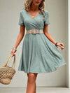 Mint Green Surplice Neck A-Line Dress: The Perfect Spring Style