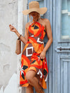 Chic Geo Print Halter Neck Dress – Effortless Style for Every Occasion