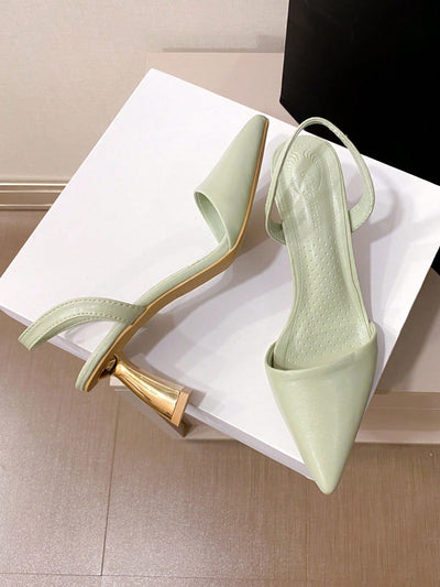 Sleek Sculptural Slingback Pumps - Minimalist Pointed Toe Heels