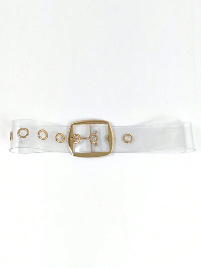 Chic Transparent PVC Wide Belt for Versatile Styling | Perfect for Suits, Dresses & Everyday Wear