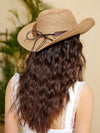 Stylish Women's Tape-Studded Decor Straw Cowboy Hat for Daily Boho Life