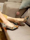 Statement Printed Pyramid Heeled Court Pumps for Fashionable Outdoor Style