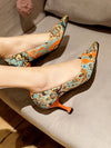 Statement Printed Pyramid Heeled Court Pumps for Fashionable Outdoor Style