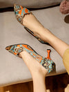 Statement-Making Allover Print Pyramid Heeled Court Pumps: A Must-Have Fashion Shoe