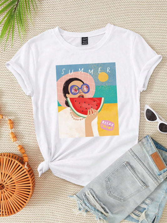 Bold and Beautiful with Cartoon Figure Graphic Print Tshirt for Women's