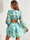 Floral Fantasy: Long Sleeve V-Neck Dress for a Stylish Spring and Summer Vacation