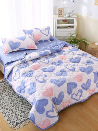 Heartfelt Dreams: Cute Fabric Quilt Bedspread for Bedroom
