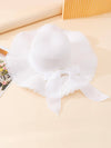 Summer Chic: White Wave Design Sunshade Bowknot Straw Hat for Beach Travel and Holiday