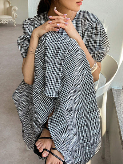 Sweeten Your Style with the Gingham Print Puff Sleeve Dress