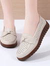 Chic Bowknot Slip-On Loafers with Cut-Out Patterns - Soft Sole Oxford Shoes for Effortless Style