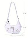 Gothic Chic: White Crocodile Shoulder Bag with Metal Buckles