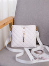 Chic Faux Pearl Crossbody Bag with Adjustable Strap & Stylish Car Stitching